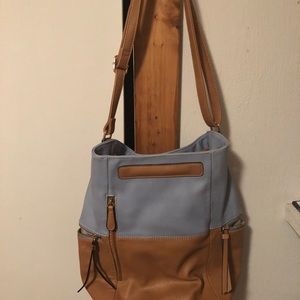 Super nice blue/tan bucket purse